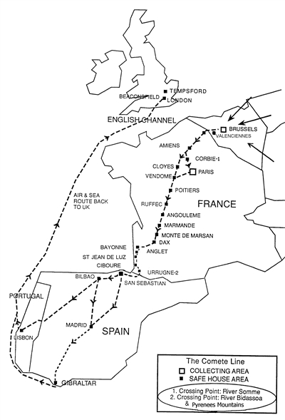 Complete Comete Line Routes showing all Pyrenees crossings